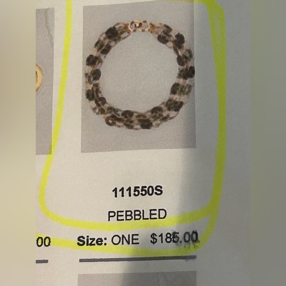 Carlisle Gold & Silver Metal Triple Chain Necklace with Pebble Brown Links NWOT - Picture 8 of 9